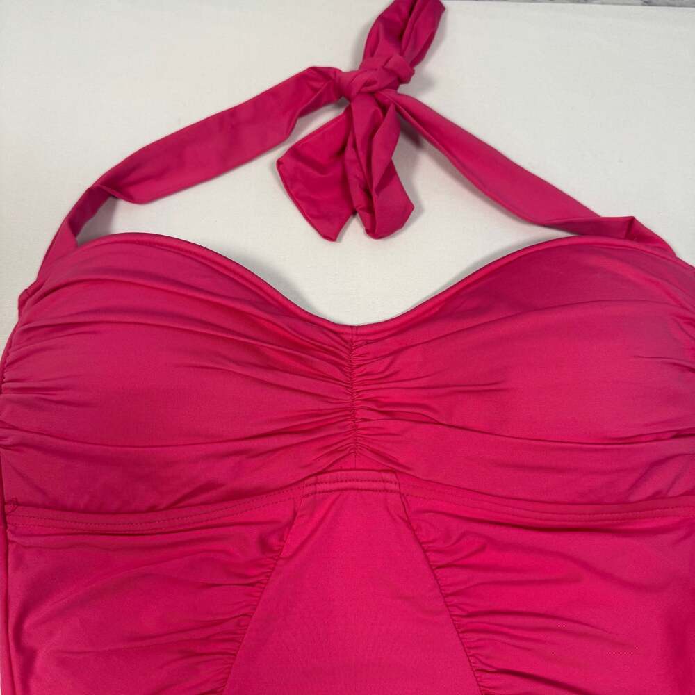Tommy Bahama Swimsuit Women 6 Ruched Top Side Shirred Halter One-Piece Pink - Picture 3 of 6